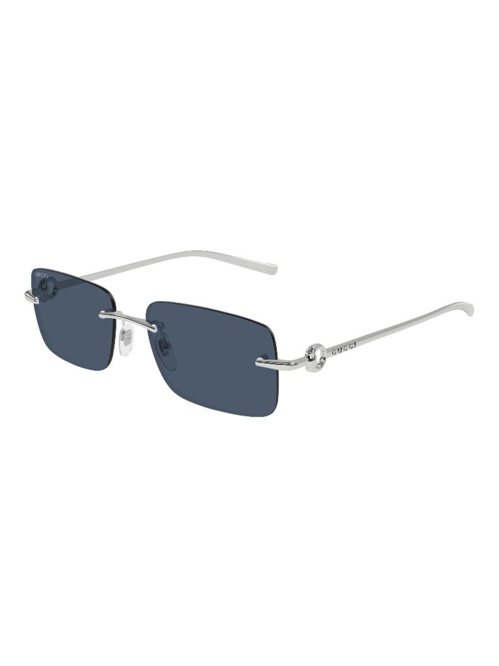 New Gucci Men's Sunglasses Silver Square Blue Lens Metal Frame GG1703S 003 55